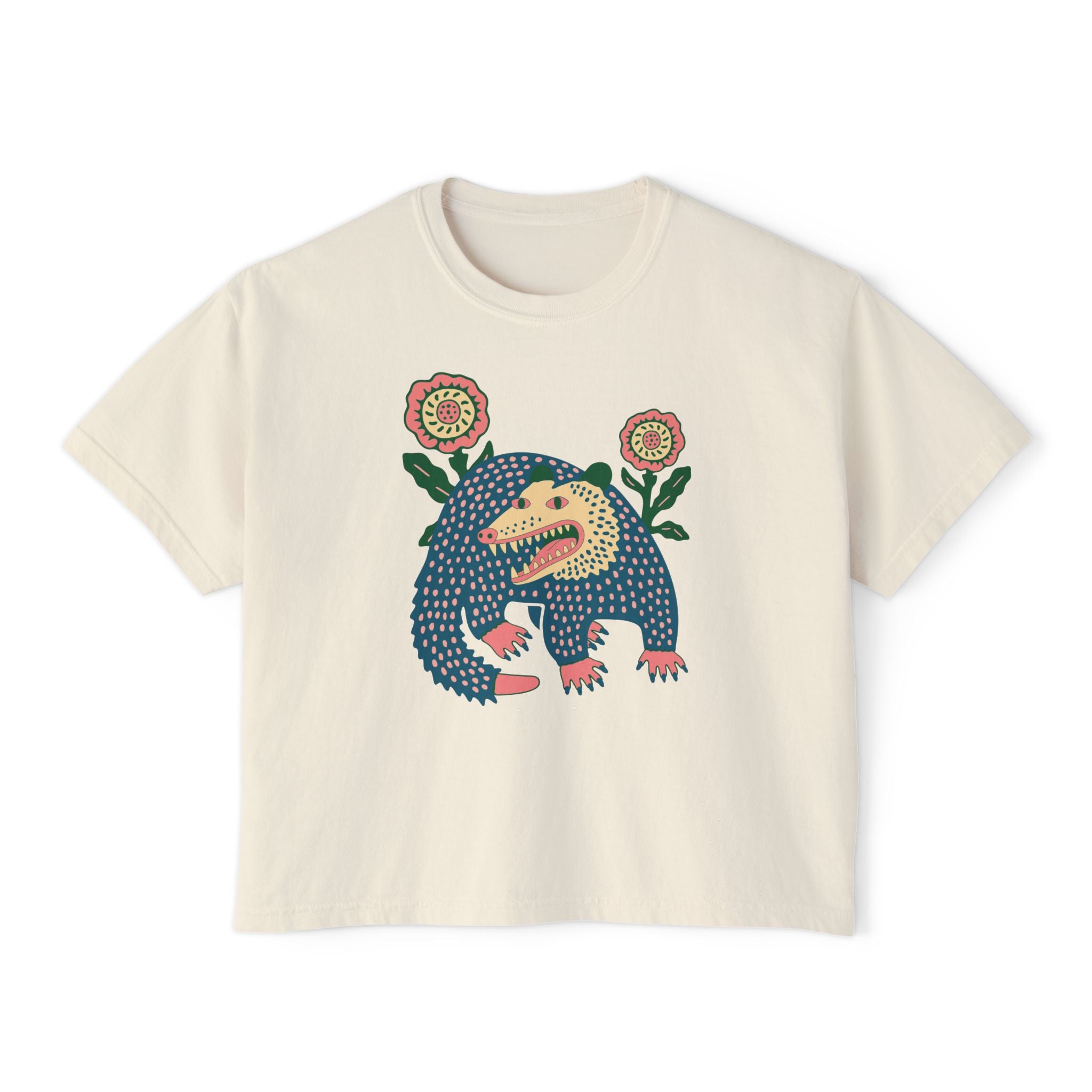 Folk Art Opossum Women's Boxy Tee