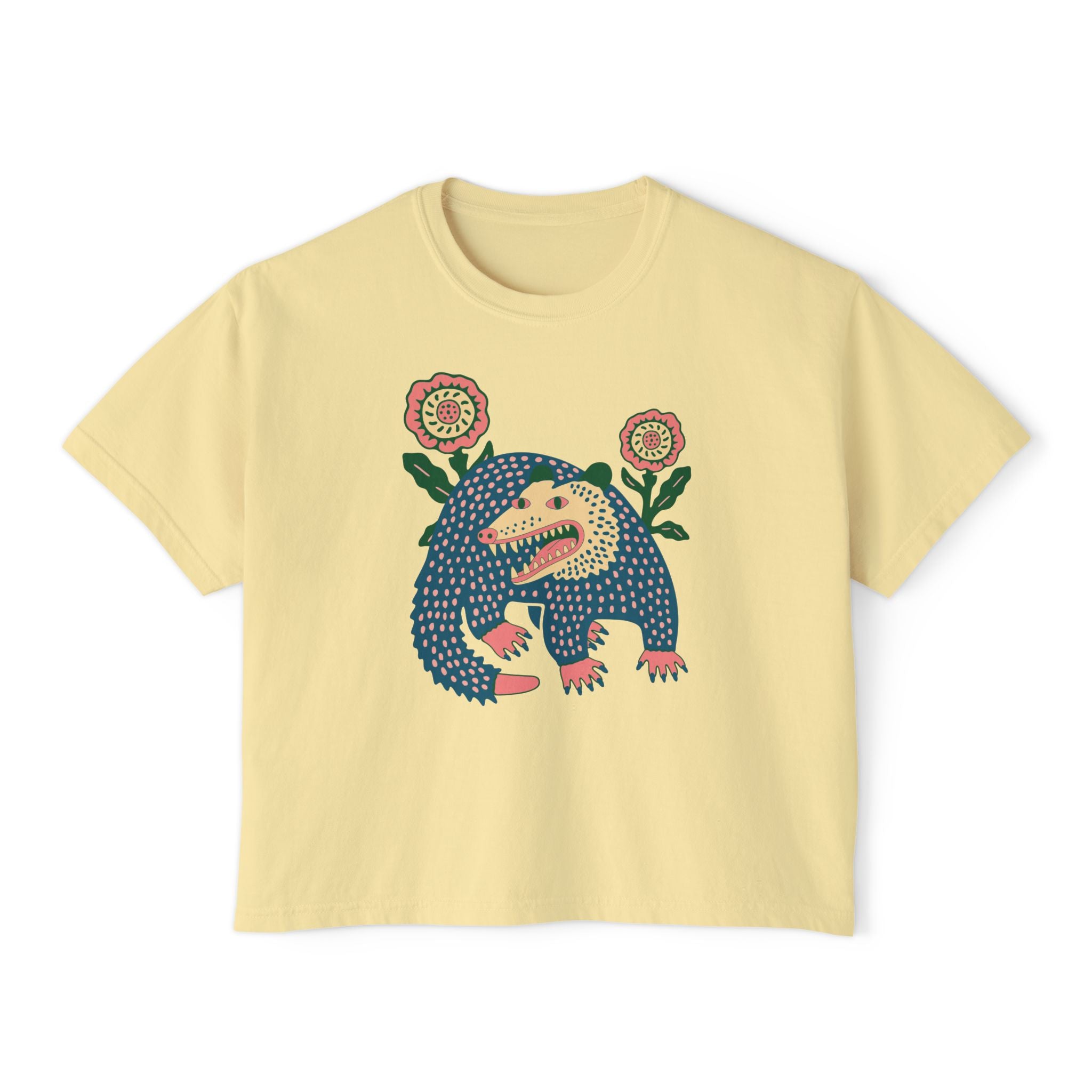 Folk Art Opossum Women's Boxy Tee