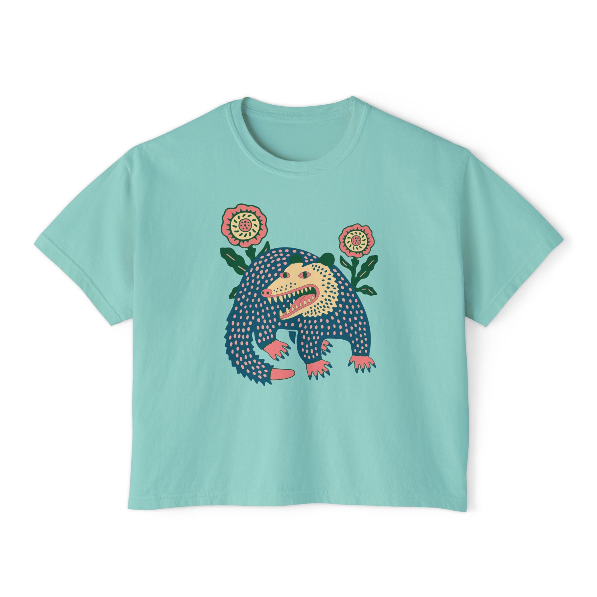 Folk Art Opossum Women's Boxy Tee