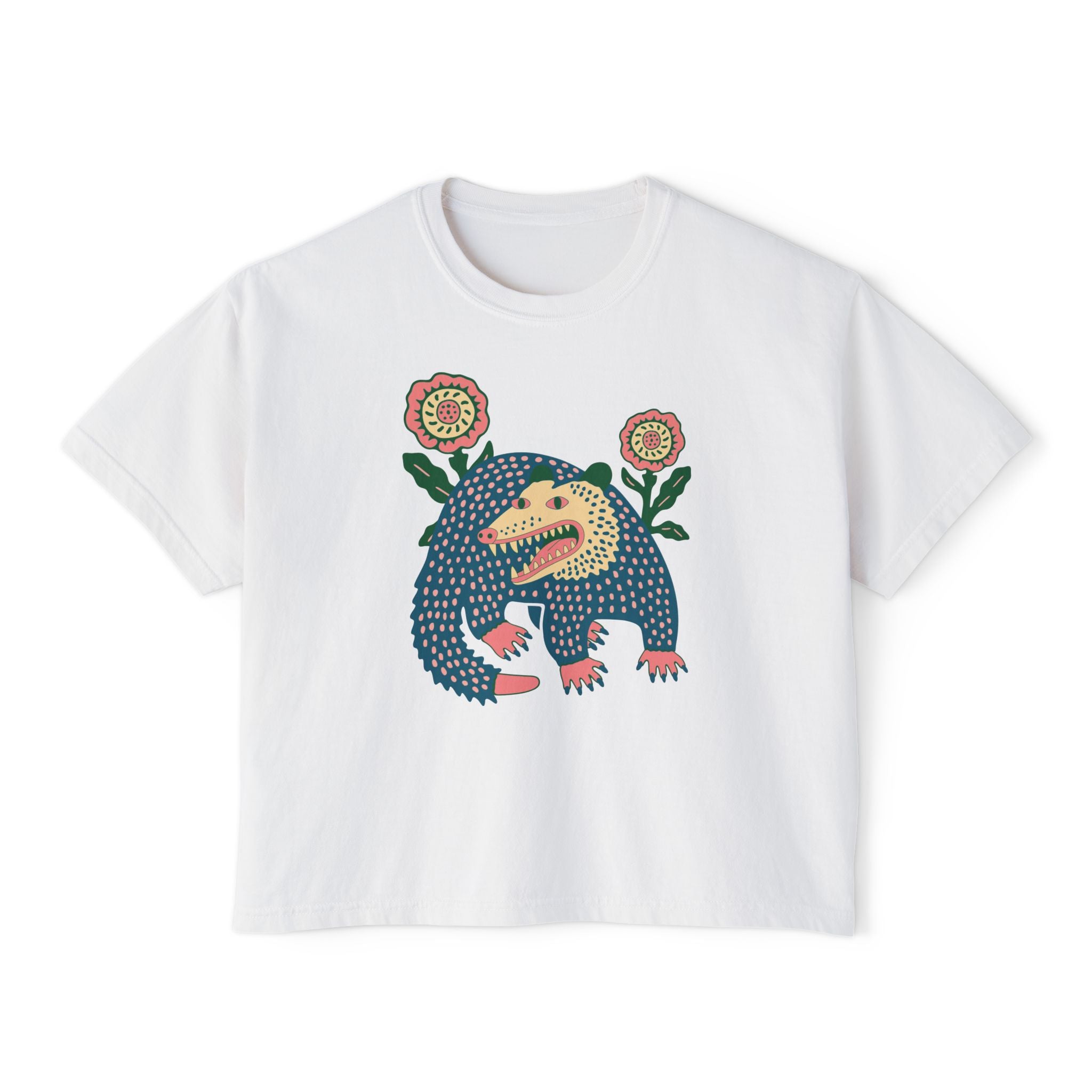 Folk Art Opossum Women's Boxy Tee