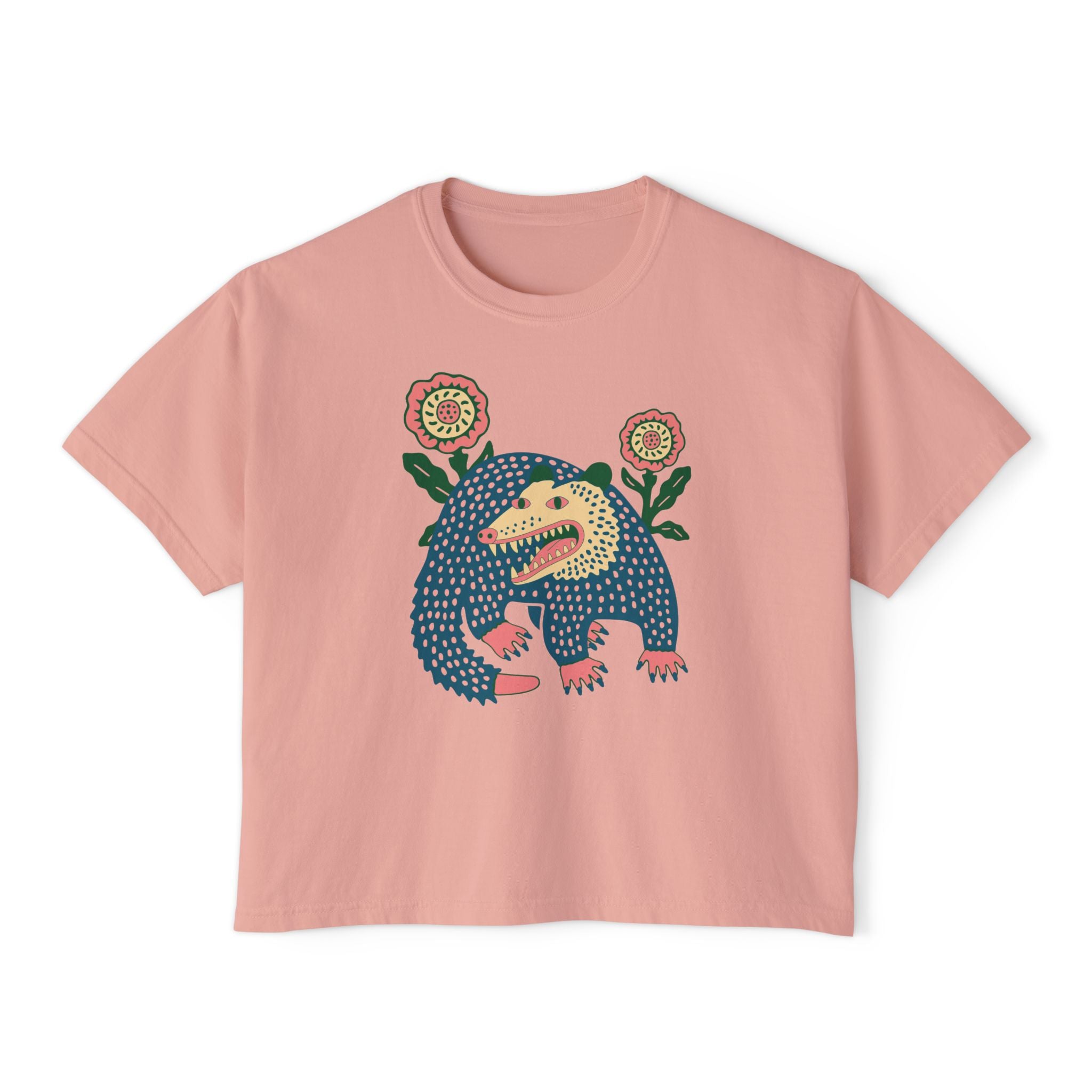 Folk Art Opossum Women's Boxy Tee