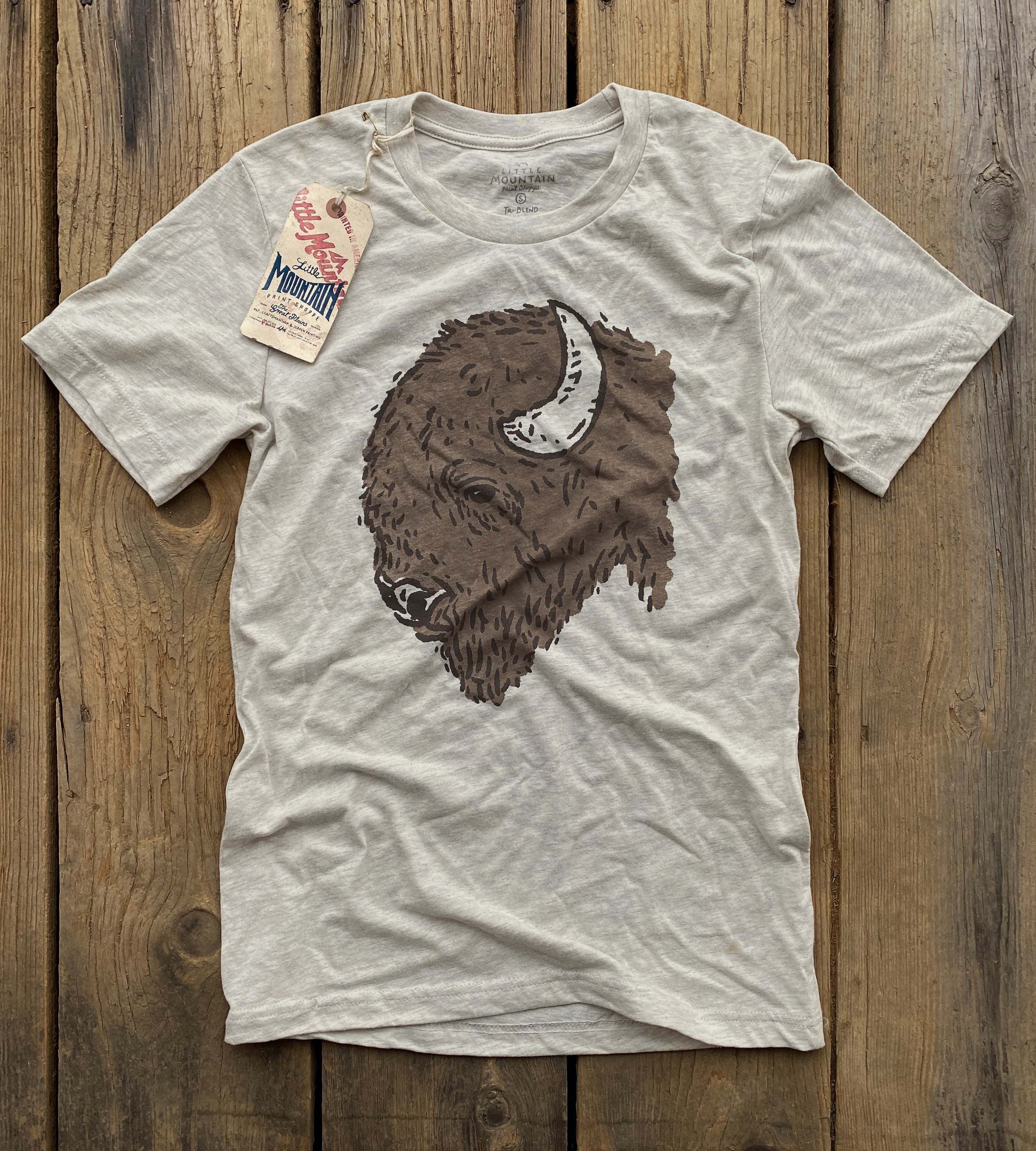 Bison Head Heather Oatmeal Tee